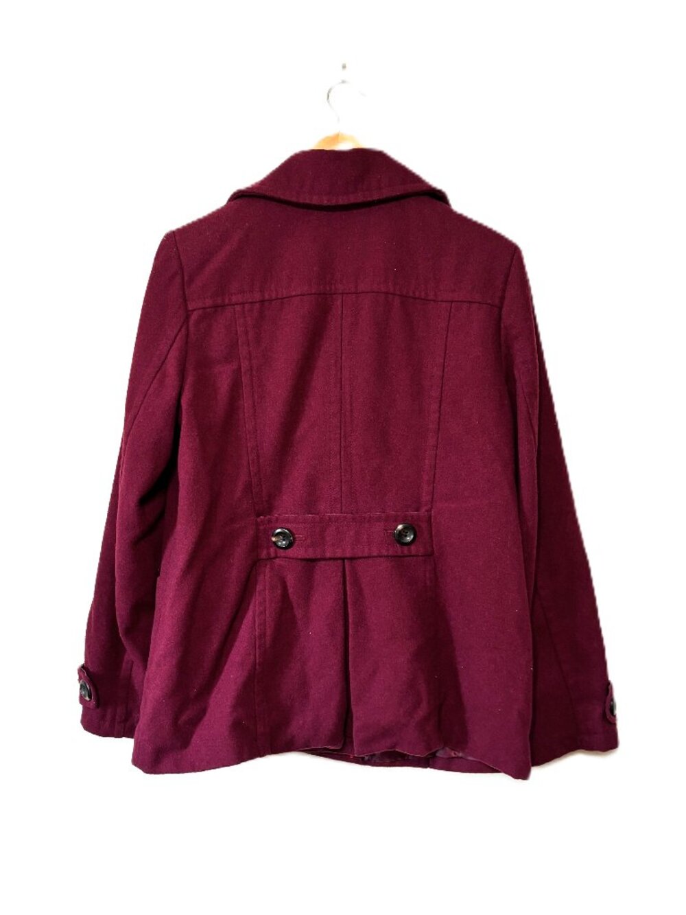 St John's Bay Burgundy Peacoat, Size L - Picture 2 of 3